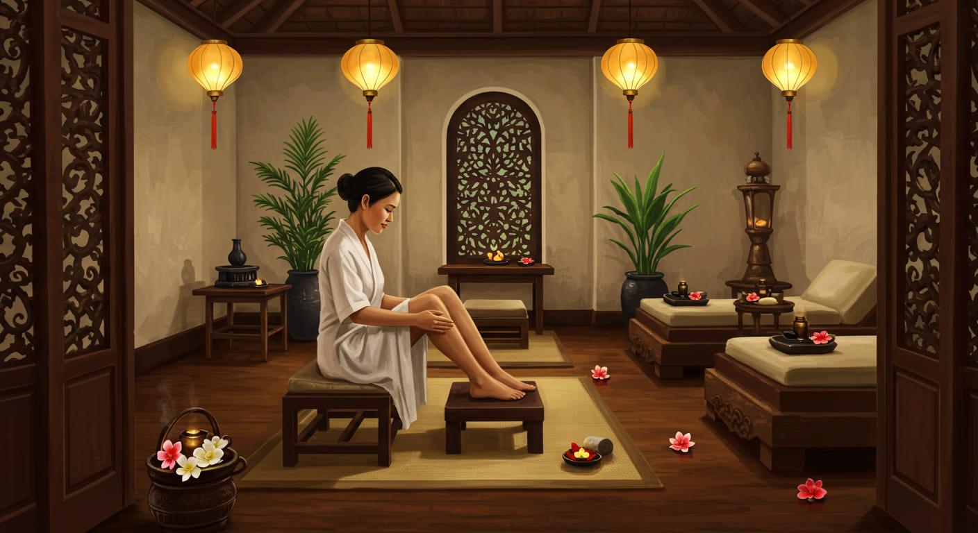 Luxury spa treatment with Vietnamese herbal ingredients